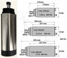 Elektrowrzeciono woda CNC PROFI 2,2 Kw 3x220V