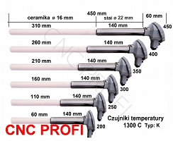 Czujnik temperatury 1300 C długość 350 mm typ K