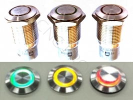 Przycisk z podświetl.metal.żółty  ON - OFF fi18  mm